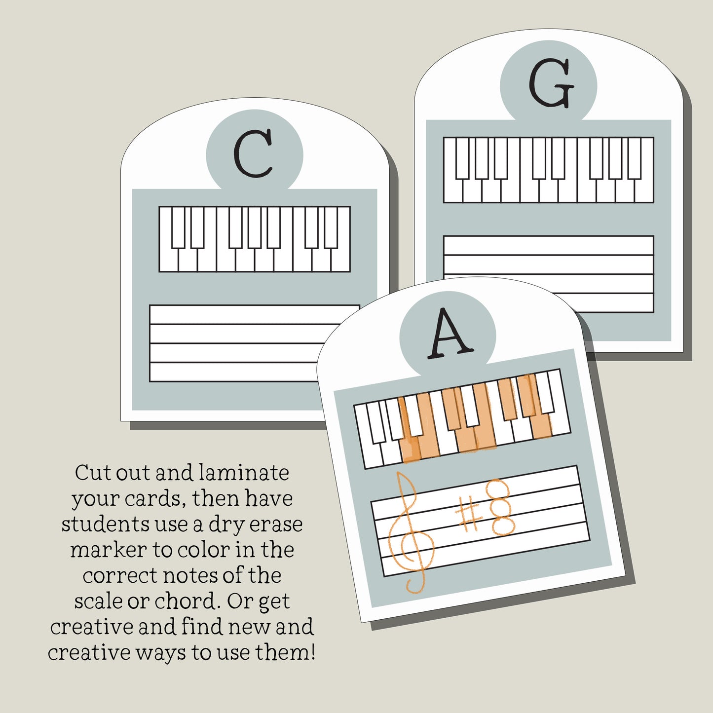 Keyboard + Staff Cards