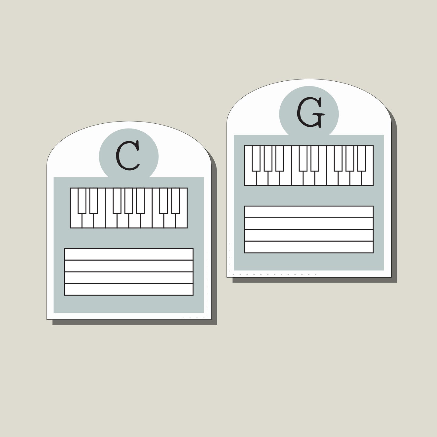Keyboard + Staff Cards