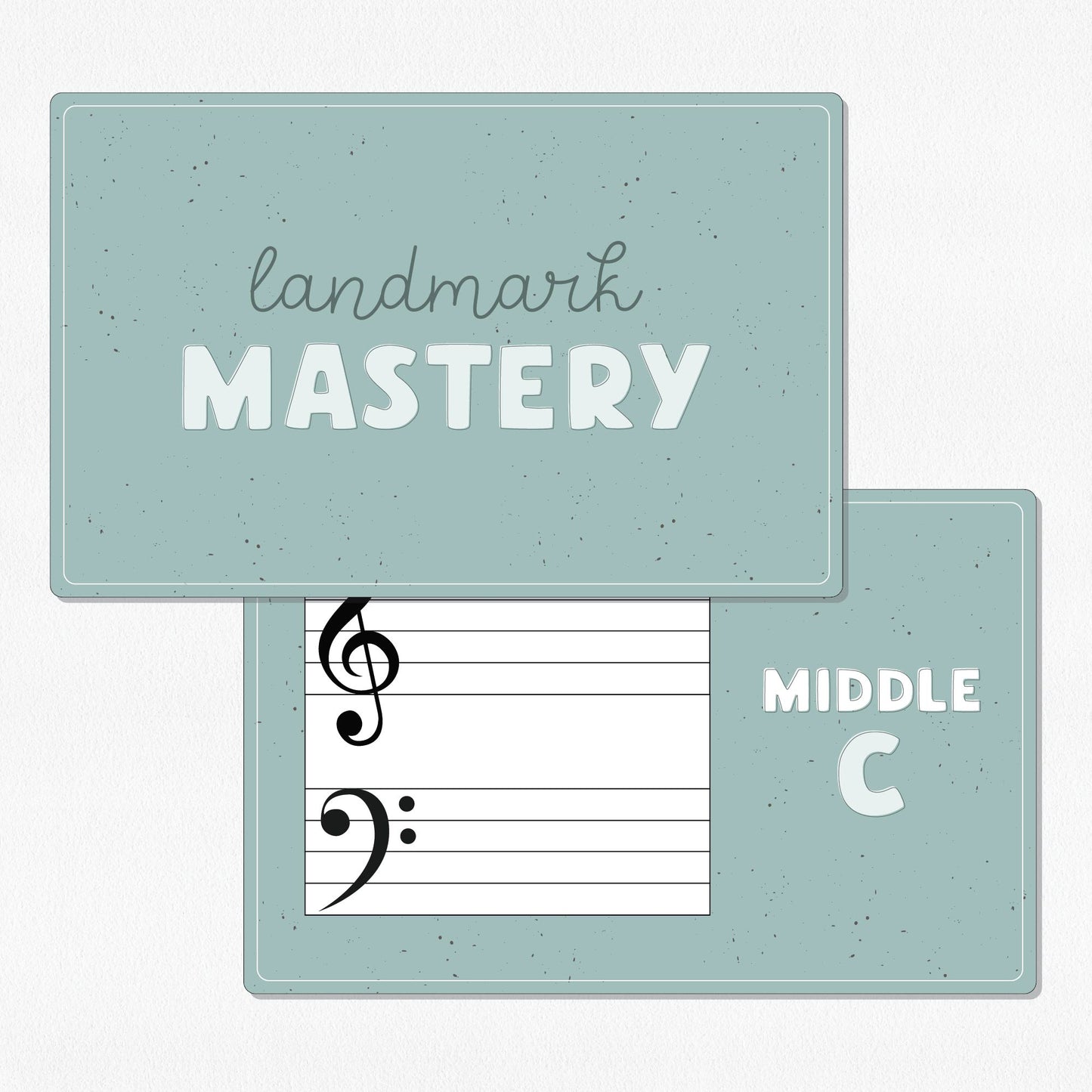 Two music theory flashcards on a neutral colored background.