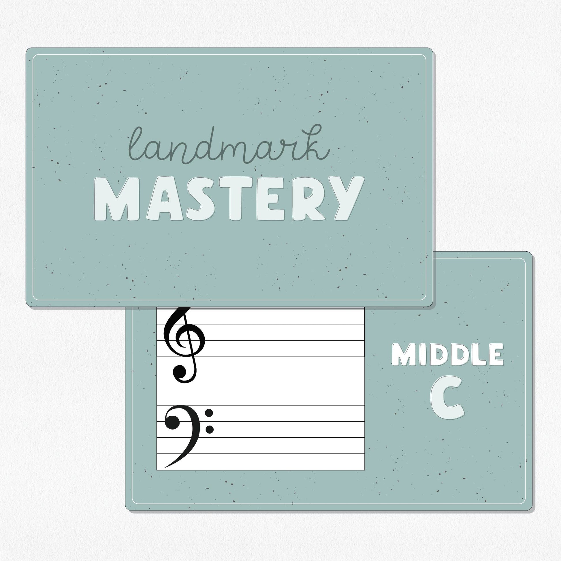 Two music theory flashcards on a neutral colored background.