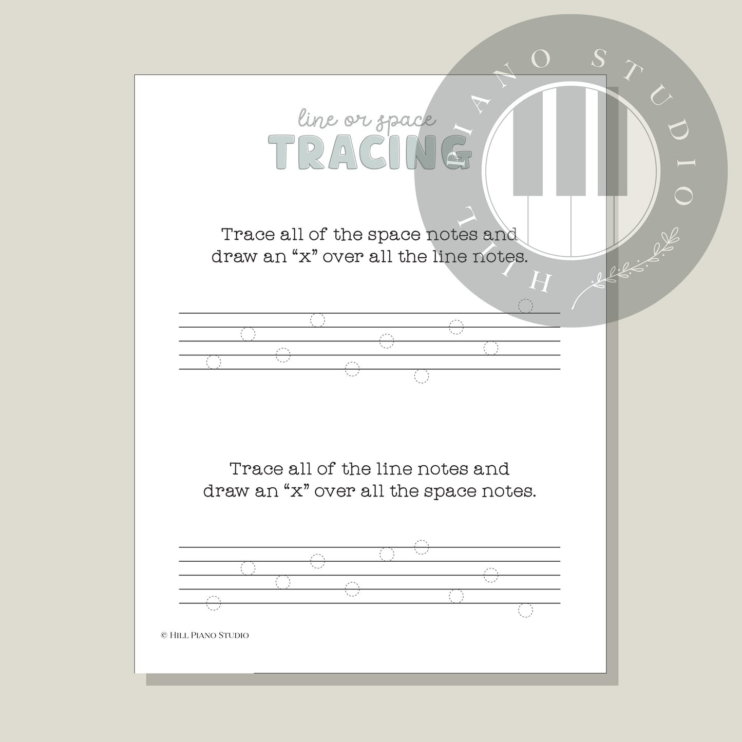 Line or Space Tracing Worksheet