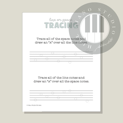 Line or Space Tracing Worksheet