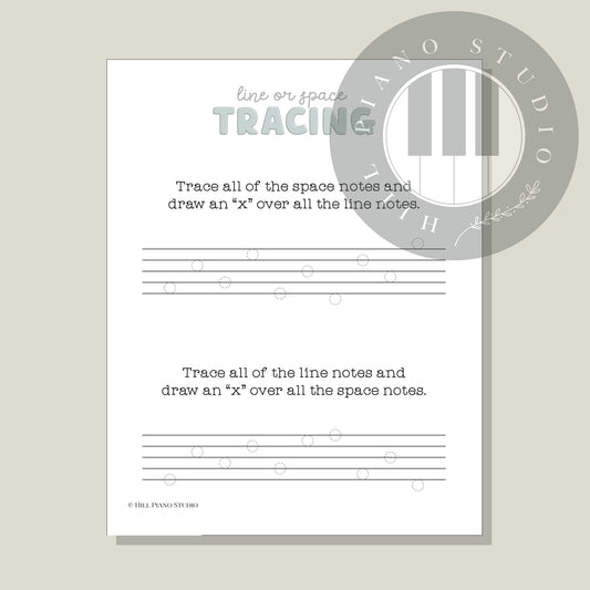 Line or Space Tracing Worksheet