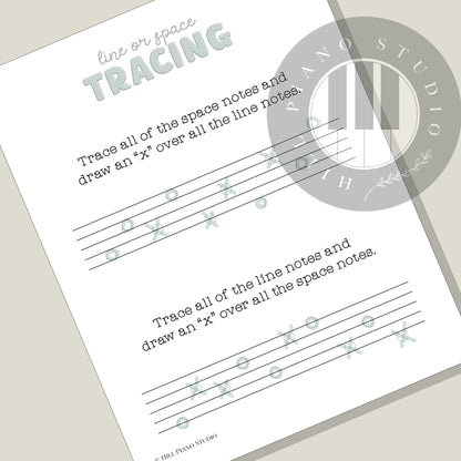 Line or Space Tracing Worksheet