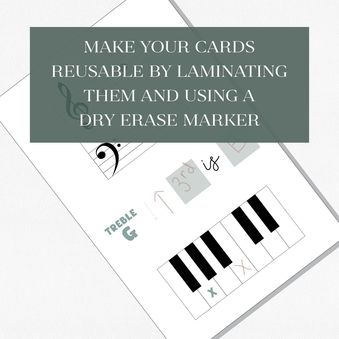 An example of one of the Spot Placing Detective flashcards filled out with a text overlay that says "Make your cards reusable by laminating them and using a dry erase marker." Shown on a neutral colored background.
