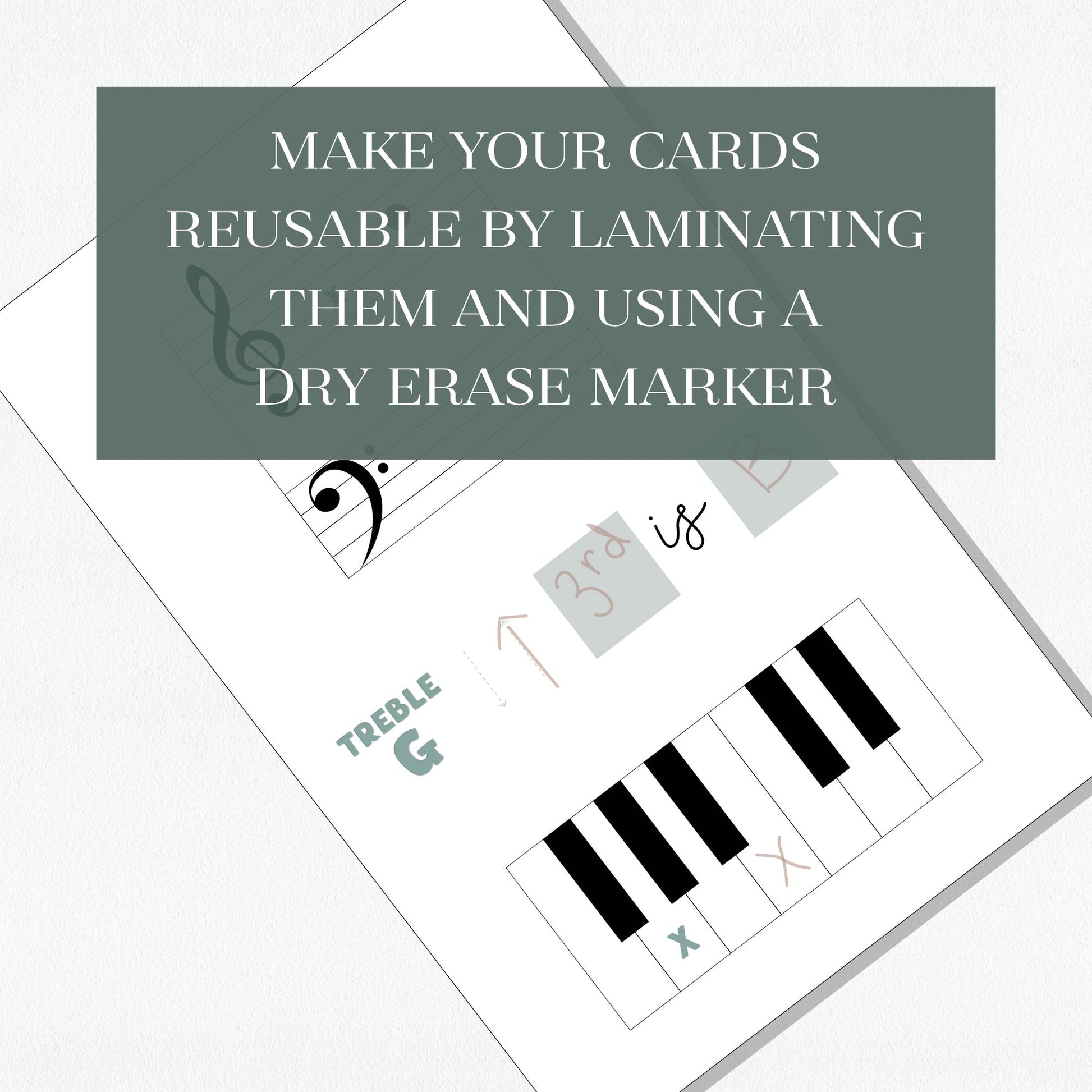 An example of one of the Spot Placing Detective flashcards filled out with a text overlay that says "Make your cards reusable by laminating them and using a dry erase marker." Shown on a neutral colored background.